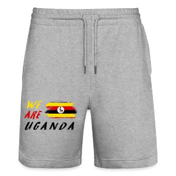 nous sommes l'Ouganda - Short de jogging bio TRAINER Stanley/Stella unisexe - gris chiné - Devant - Nik (191cm) & Marisol (170cm)