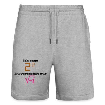 Mathematik-Grafik mit Formel und Ziffern - Stanley/Stella Unisex Bio Joggingshorts Trainer  - Grau meliert - Vorne - Nik (191cm) & Marisol (170cm)