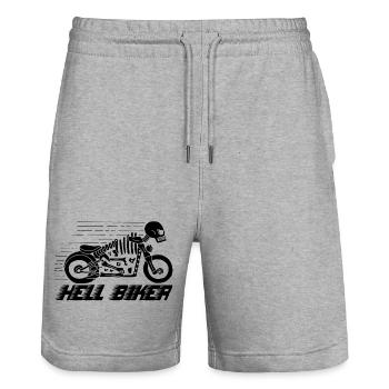 Motorcycle black skeleton - Stanley/Stella Trainer Unisex Organic Jogging Shorts - heather grey - Front - Nik (191cm) & Marisol (170cm)