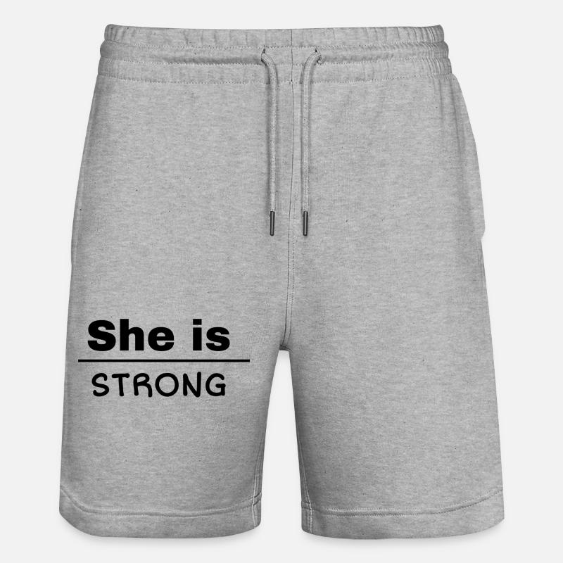 She is Strong - Stanley/Stella Unisex Bio Joggingshorts Trainer  - Grau meliert