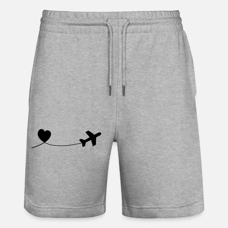 Flugzeug mit Herz - Stanley/Stella Unisex Bio Joggingshorts Trainer  - Grau meliert