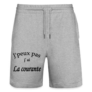 j'peux pas j'ai la courante - Short de jogging bio TRAINER Stanley/Stella unisexe - gris chiné - Devant - Nik (191cm) & Marisol (170cm)