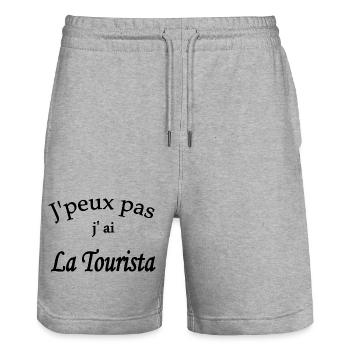 j'peux pas j'ai la tourista - Short de jogging bio TRAINER Stanley/Stella unisexe - gris chiné - Devant - Nik (191cm) & Marisol (170cm)