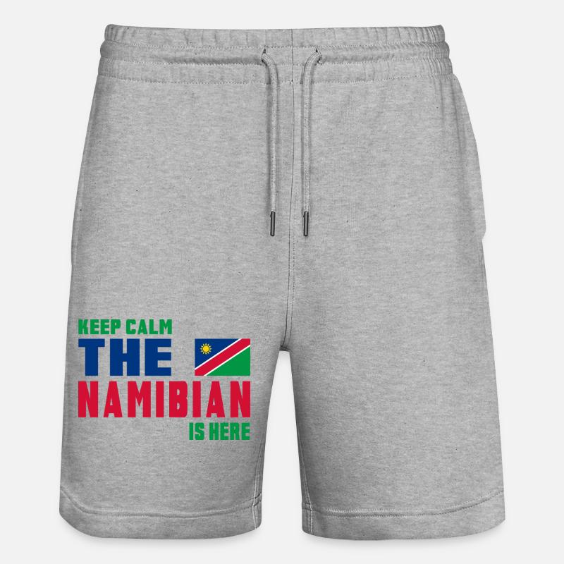 Keep Calm Namibia flag design - Stanley/Stella Trainer Unisex Organic Jogging Shorts - heather grey