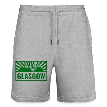 Glasgow Skyline Screen Printing - Stanley/Stella Trainer Unisex Organic Jogging Shorts - heather grey - Front - Nik (191cm) & Marisol (170cm)