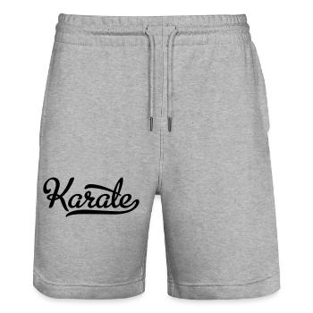Karate - Stanley/Stella Trainer Unisex Organic Jogging Shorts - heather grey - Front - Nik (191cm) & Marisol (170cm)