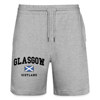 Scottish Flag Salt Cross Design - Stanley/Stella Trainer Unisex Organic Jogging Shorts - heather grey - Front - Nik (191cm) & Marisol (170cm)