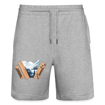 Steirische Harmonika Heimat Winter | ZiachON! - Stanley/Stella Unisex Bio Joggingshorts Trainer  - Grau meliert - Vorne - Nik (191cm) & Marisol (170cm)
