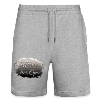 Tasse à café pour grand-père - Short de jogging bio TRAINER Stanley/Stella unisexe - gris chiné - Devant - Nik (191cm) & Marisol (170cm)