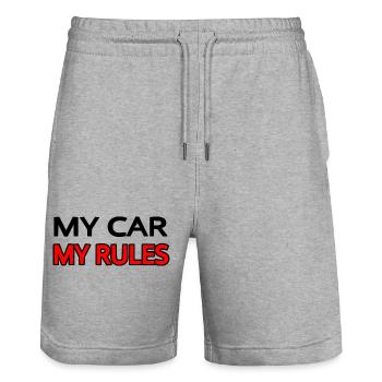 Car - Stanley/Stella Trainer Unisex Organic Jogging Shorts - heather grey - Front - Nik (191cm) & Marisol (170cm)