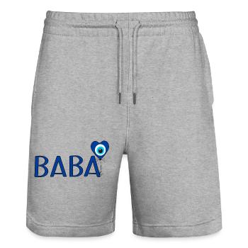 Baba mit Nazar Luftballon - Stanley/Stella Unisex Bio Joggingshorts Trainer  - Grau meliert - Vorne - Nik (191cm) & Marisol (170cm)