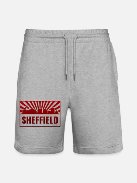Sheffield Skyline Red Neon - Stanley/Stella Trainer Unisex Organic Jogging Shorts - heather grey