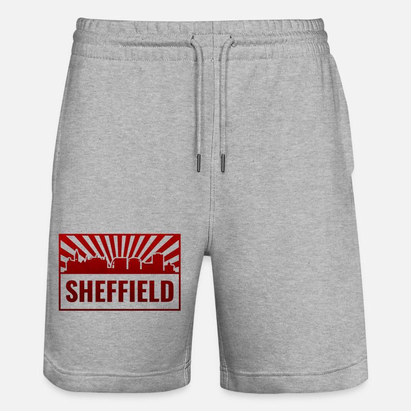 Sheffield Skyline Red Neon - Stanley/Stella Trainer Unisex Organic Jogging Shorts - heather grey