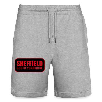 Sheffield Süd Yorkshire Retro Schild - Stanley/Stella Unisex Bio Joggingshorts Trainer  - Grau meliert - Vorne - Nik (191cm) & Marisol (170cm)