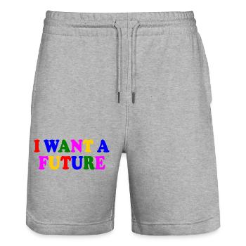 I want a future - Stanley/Stella Unisex Bio Joggingshorts Trainer  - Grau meliert - Vorne - Nik (191cm) & Marisol (170cm)