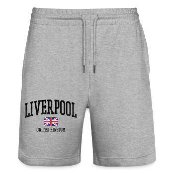 Style du drapeau de Liverpool UK - Short de jogging bio TRAINER Stanley/Stella unisexe - gris chiné - Devant - Nik (191cm) & Marisol (170cm)