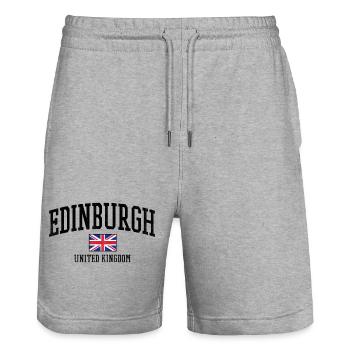 Edinburgh Scotland United Kingdom - Stanley/Stella Trainer Unisex Organic Jogging Shorts - heather grey - Front - Nik (191cm) & Marisol (170cm)
