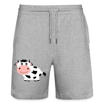 Bande dessinée vache en noir et blanc - Short de jogging bio TRAINER Stanley/Stella unisexe - gris chiné - Devant - Nik (191cm) & Marisol (170cm)