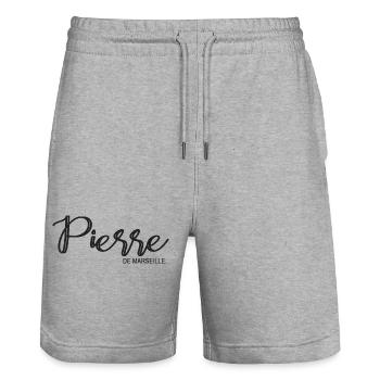 Pierre de Marseille Geschenk T Shirt Stein - Stanley/Stella Unisex Bio Joggingshorts Trainer  - Grau meliert - Vorne - Nik (191cm) & Marisol (170cm)