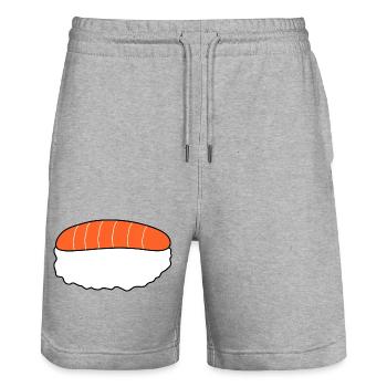 Nigiri,Lachs,Fisch, Reis, Japan Küche - Stanley/Stella Unisex Bio Joggingshorts Trainer  - Grau meliert - Vorne - Nik (191cm) & Marisol (170cm)