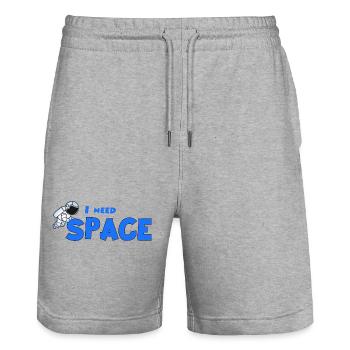 I need space - Stanley/Stella Trainer Unisex Organic Jogging Shorts - heather grey - Front - Nik (191cm) & Marisol (170cm)