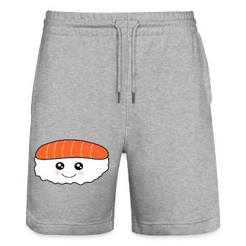 Kawaii Sushi Roll Kawaii Food Kawaii Autocollant - Short de jogging bio TRAINER Stanley/Stella unisexe - gris chiné - Devant - Nik (191cm) & Marisol (170cm)