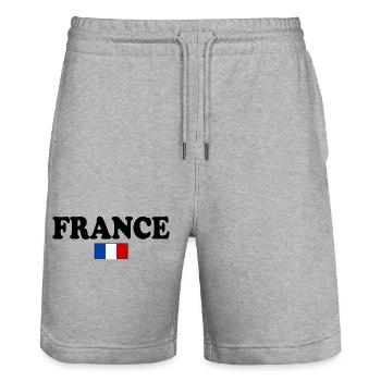 FRANCE FRENCH FLAG - Stanley/Stella Trainer Unisex Organic Jogging Shorts - heather grey - Front - Nik (191cm) & Marisol (170cm)