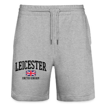 Leicester Flag Shirt – UK City Print - Stanley/Stella Trainer Unisex Organic Jogging Shorts - heather grey - Front - Nik (191cm) & Marisol (170cm)