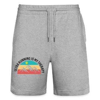 Ultra Running ist meine Therapie - Stanley/Stella Unisex Bio Joggingshorts Trainer  - Grau meliert - Vorne - Nik (191cm) & Marisol (170cm)