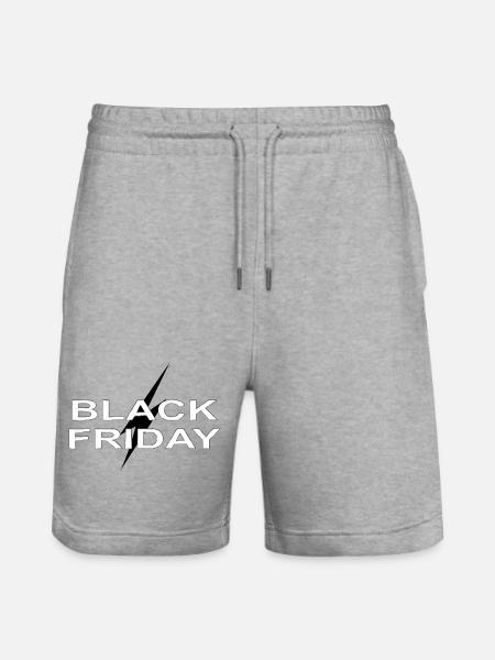 Black Friday Typographic Contrast - Stanley/Stella Trainer Unisex Organic Jogging Shorts - heather grey