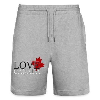 Love Canada - Stanley/Stella Trainer Unisex Organic Jogging Shorts - heather grey - Front - Nik (191cm) & Marisol (170cm)