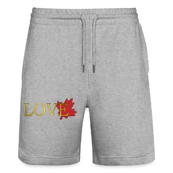 Love Maple Leaf of Canada - Stanley/Stella Trainer Unisex Organic Jogging Shorts - heather grey - Front - Nik (191cm) & Marisol (170cm)