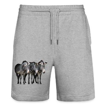 Drei Zebras - Stanley/Stella Unisex Bio Joggingshorts Trainer  - Grau meliert - Vorne - Nik (191cm) & Marisol (170cm)