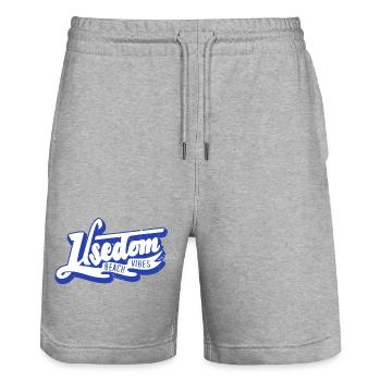 vintage Usedom T-Shirt – Ostsee Streetwear Design - Stanley/Stella Unisex Bio Joggingshorts Trainer  - Grau meliert - Vorne - Nik (191cm) & Marisol (170cm)