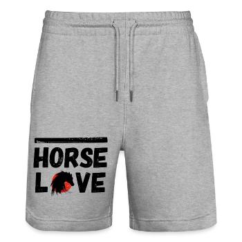 cheval poney cheval amour équitation noir beauté fille LOL - Short de jogging bio TRAINER Stanley/Stella unisexe - gris chiné - Devant - Nik (191cm) & Marisol (170cm)