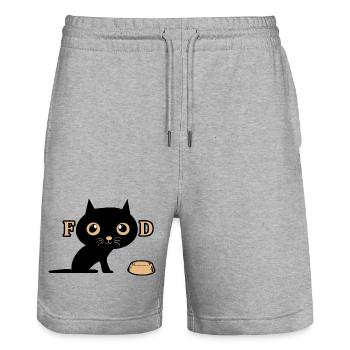 Cute cat is hungry - Stanley/Stella Trainer Unisex Organic Jogging Shorts - heather grey - Front - Nik (191cm) & Marisol (170cm)