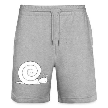 Snail - Stanley/Stella Trainer Unisex Organic Jogging Shorts - heather grey - Front - Nik (191cm) & Marisol (170cm)