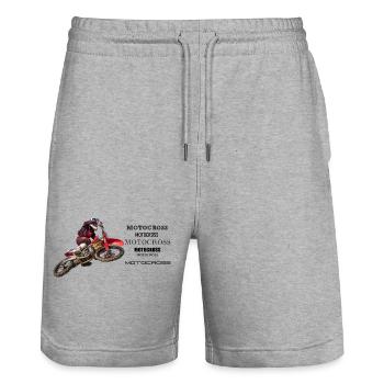 Motocross - Stanley/Stella Unisex Bio Joggingshorts Trainer  - Grau meliert - Vorne - Nik (191cm) & Marisol (170cm)