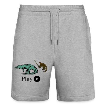 Monkey and crocodile - Stanley/Stella Trainer Unisex Organic Jogging Shorts - heather grey - Front - Nik (191cm) & Marisol (170cm)