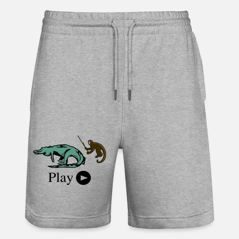 Singe et crocodile - Short de jogging bio TRAINER Stanley/Stella unisexe - gris chiné