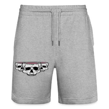 3 Friends Cup Skull - Stanley/Stella Trainer Unisex Organic Jogging Shorts - heather grey - Front - Nik (191cm) & Marisol (170cm)
