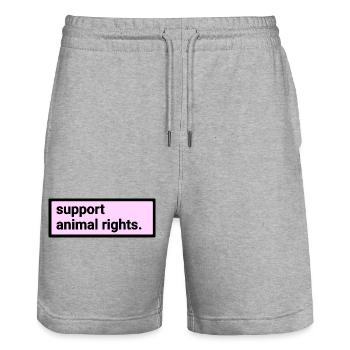 Animal Rights Support - Stanley/Stella Trainer Unisex Organic Jogging Shorts - heather grey - Front - Nik (191cm) & Marisol (170cm)