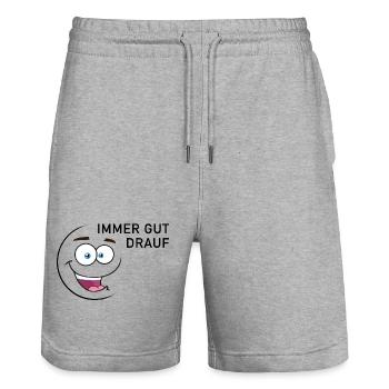 Immer gut drauf | smiley - Stanley/Stella Unisex Bio Joggingshorts Trainer  - Grau meliert - Vorne - Nik (191cm) & Marisol (170cm)