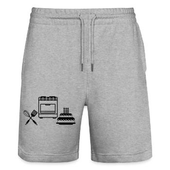 Bake a cake - Stanley/Stella Trainer Unisex Organic Jogging Shorts - heather grey - Front - Nik (191cm) & Marisol (170cm)