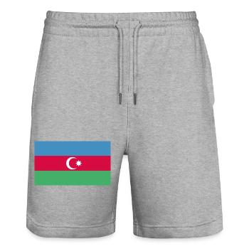 Azerbaijan flag Bayrak - Stanley/Stella Trainer Unisex Organic Jogging Shorts - heather grey - Front - Nik (191cm) & Marisol (170cm)