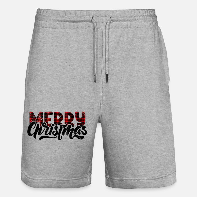 Plaid Glitch Typography - Stanley/Stella Trainer Unisex Organic Jogging Shorts - heather grey