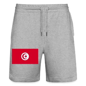 Drapeau de la Tunisie - Short de jogging bio TRAINER Stanley/Stella unisexe - gris chiné - Devant - Nik (191cm) & Marisol (170cm)