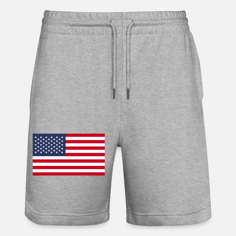 Drapeau des États-Unis - Short de jogging bio TRAINER Stanley/Stella unisexe - gris chiné