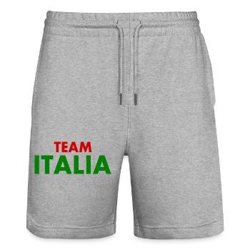 Team italia - Stanley/Stella Trainer Unisex Organic Jogging Shorts - heather grey - Front - Nik (191cm) & Marisol (170cm)
