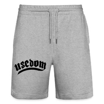Usedom T-Shirt – Ostsee Streetwear Design - Stanley/Stella Unisex Bio Joggingshorts Trainer  - Grau meliert - Vorne - Nik (191cm) & Marisol (170cm)